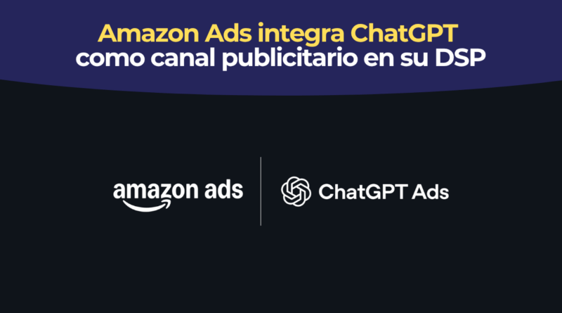 Logotipos de Amazon Ads y ChatGPT juntos representando su integración publicitaria