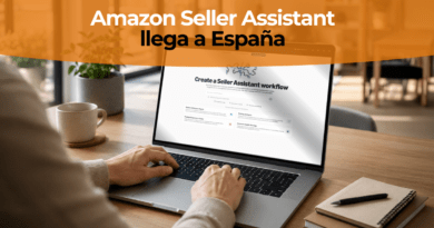 Interfaz de Amazon Seller Central mostrando el asistente de IA Seller Assistant analizando datos de un vendedor