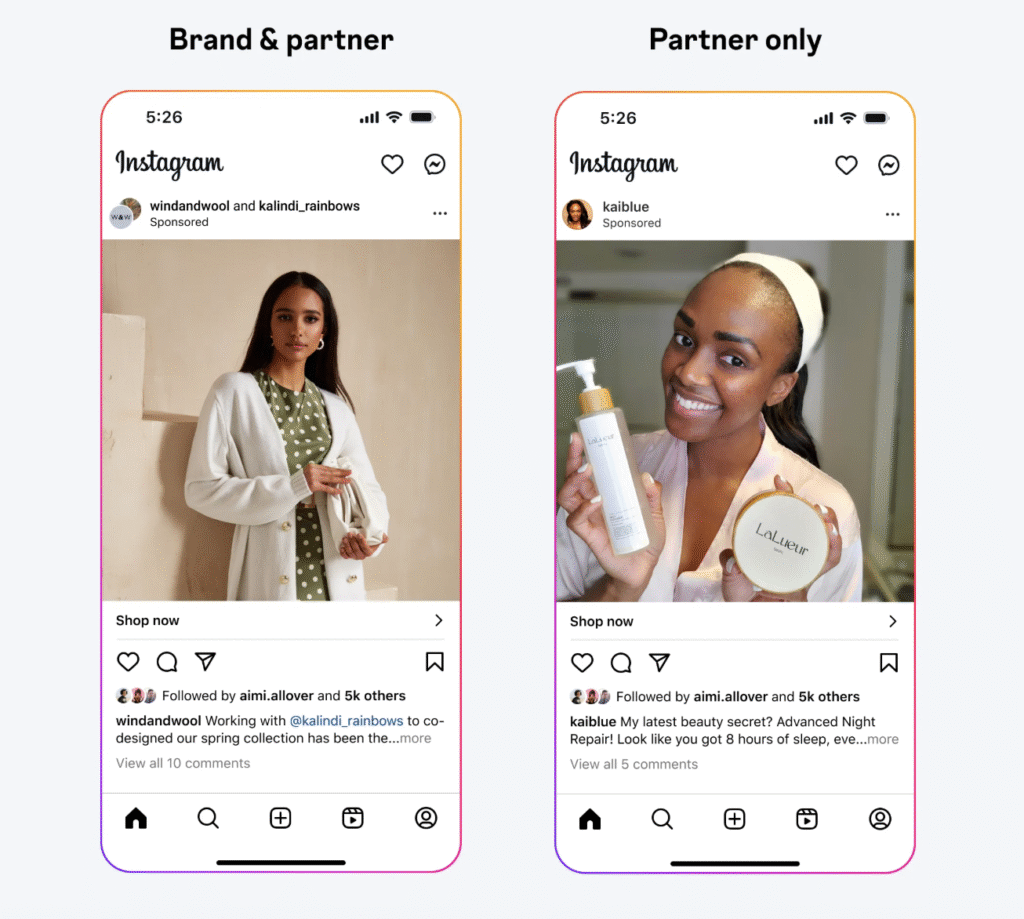Etiqueta Colaboración Instagram