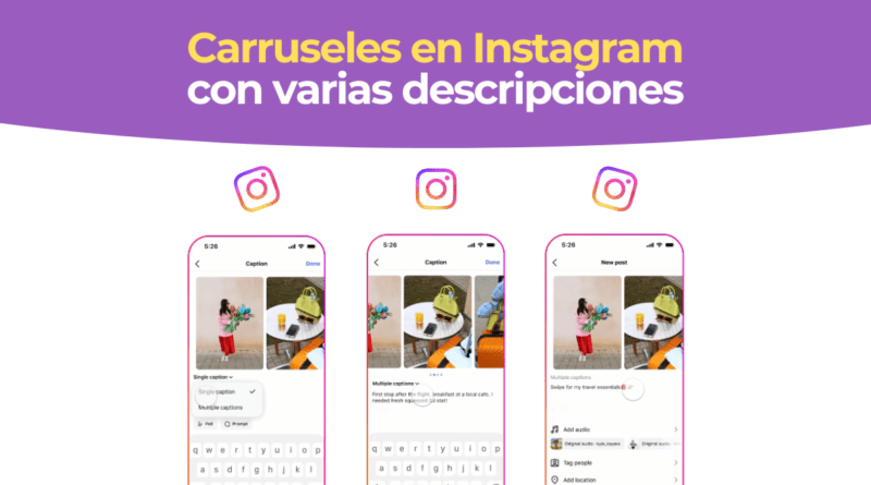 Descripciones diferentes en carruseles de Instagram para cada diapositiva