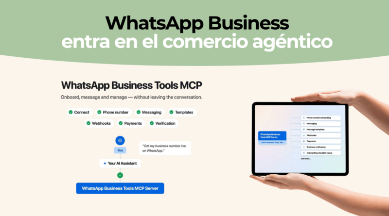 Interfaz de un agente de IA configurando una cuenta de WhatsApp Business mediante instrucciones en lenguaje natural