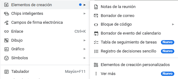 Nuevos Elementos de Creación en Google Docs