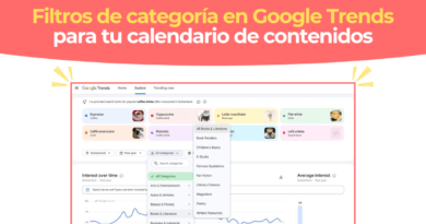 Pantalla de Google Trends mostrando los nuevos filtros por categoría en la pestaña Explorar