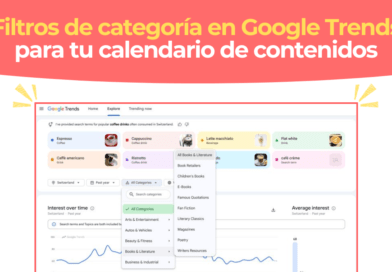 Pantalla de Google Trends mostrando los nuevos filtros por categoría en la pestaña Explorar