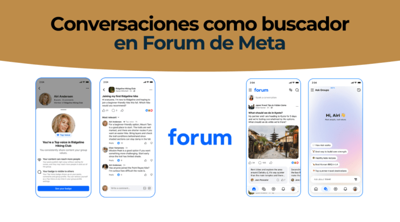 App Forum de Facebook mostrando recomendaciones de productos extraídas de conversaciones en grupos