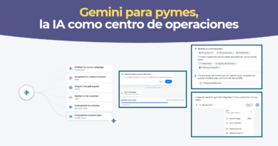 Página de Gemini para pymes con accesos a marca, finanzas y herramientas conectadas
