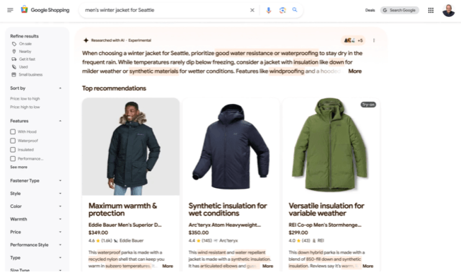 Gemini en Google Shopping