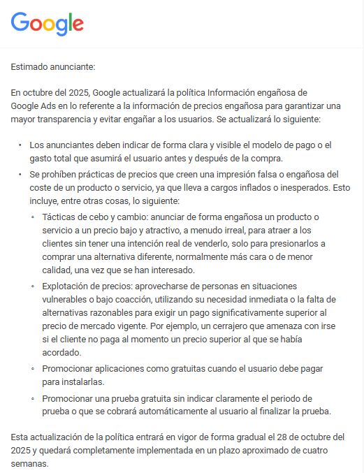 Política Información Google Ads