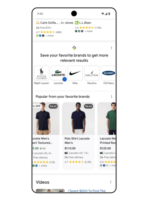 Filtro de marcas en Google