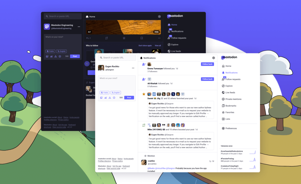 Interfaz de Mastodon