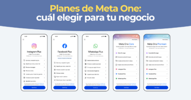 Panel comparativo de los planes de Meta One para Instagram, Facebook y WhatsApp Business