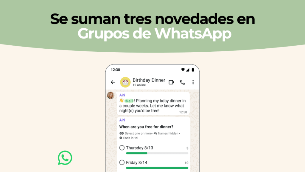 Tres novedades en los Grupos de WhatsApp lanzadas por Meta