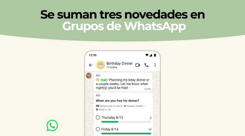 Tres novedades en los Grupos de WhatsApp lanzadas por Meta