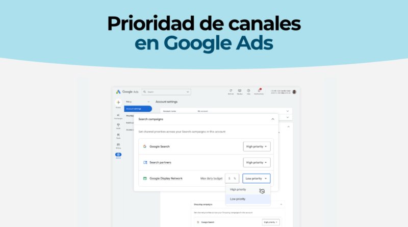 Configuración de prioridad de canales y límite de presupuesto en una campaña de Google Ads