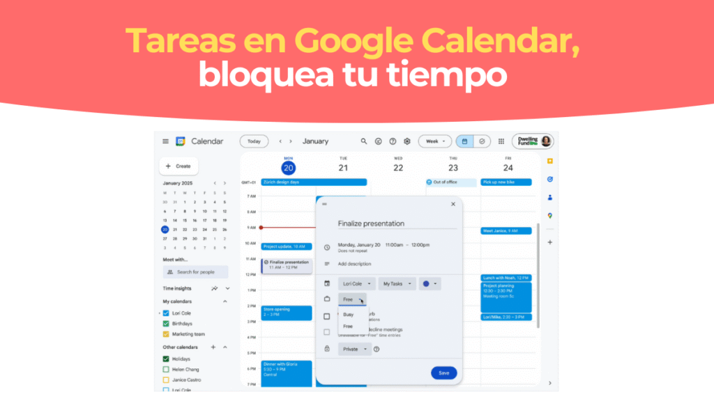 Tasks en Calendar