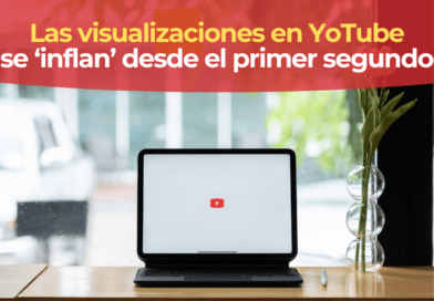 Contador de visualizaciones de YouTube subiendo bajo un vídeo en pantalla