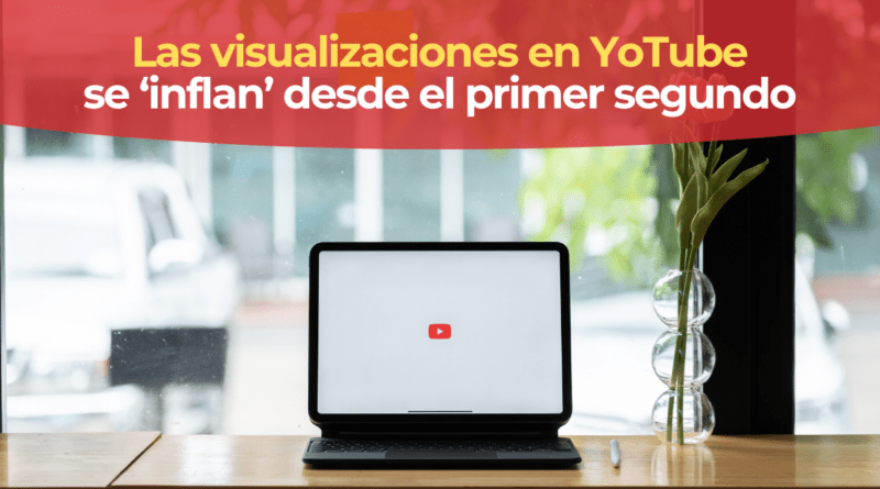 Contador de visualizaciones de YouTube subiendo bajo un vídeo en pantalla