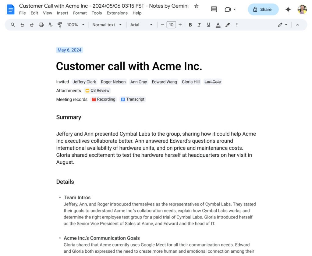 Google Meet Notas